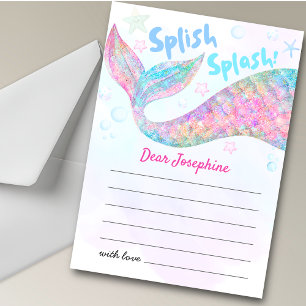 Tarjeta Pequeña Cápsula del tiempo de cumpleaños de sirena acuarel