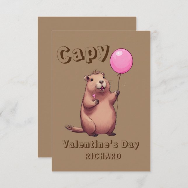 Tarjeta Pequeña Capy El día de San Valentín Capybara Classroom (Anverso / Reverso)