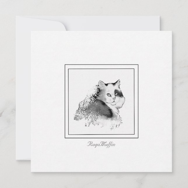 Tarjeta Pequeña Carbón de gato RagaMuffin esbozado (Anverso)