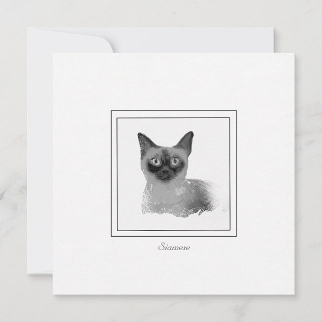 Tarjeta Pequeña Carbón de gato siamés y dibujo de charlas (Anverso)
