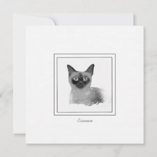 Tarjeta Pequeña Carbón de gato siamés y dibujo de charlas