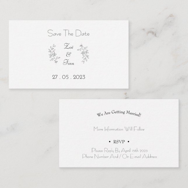 Tarjeta Pequeña Card (8,9 x 5,1 cm) - Save The Date (Anverso / Reverso)