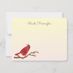 Tarjeta Pequeña Cardenal del Norte Rojo Retro Ilustrado a Mano