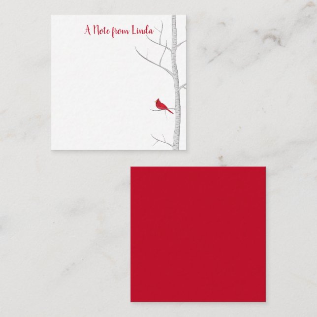 Tarjeta Pequeña Cardenal Rojo Invierno Elegante Personalizado de N (Anverso / Reverso)