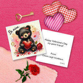Tarjeta Pequeña Cariñosa Osita Cachorrita de Clase para San Valent