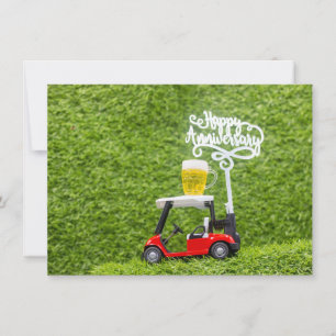 Tarjeta Pequeña Carro de golf con feliz aniversario para golfistas