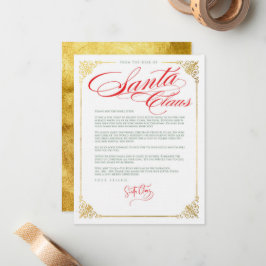 Tarjeta Pequeña Carta de agradecimiento de Santa Claus