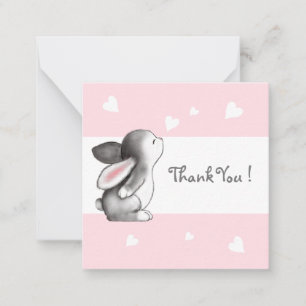 Tarjeta Pequeña Cartas de agradecimiento a Bunny de los corazones 