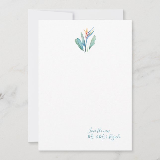 Tarjeta Pequeña Cartas de agradecimiento a la boda tropical person (Anverso)