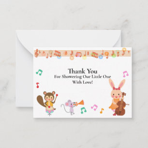 Tarjeta Pequeña Cartas de agradecimiento a los animales musicales