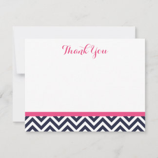 Tarjeta Pequeña Cartas de agradecimiento a Navy y a Chevron simple