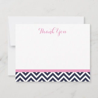 Tarjeta Pequeña Cartas de agradecimiento a Navy y a Chevron simple
