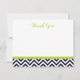 Tarjeta Pequeña Cartas de agradecimiento a Navy y Green Simple Che