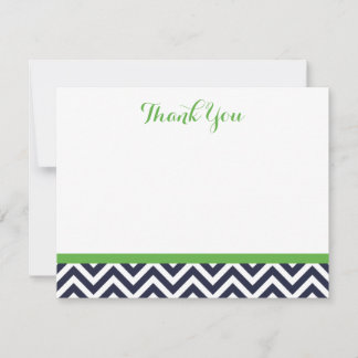 Tarjeta Pequeña Cartas de agradecimiento a Navy y Green Simple Che