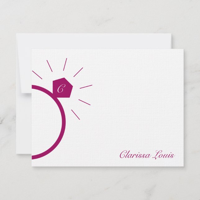 Tarjeta Pequeña Cartas de agradecimiento al anillo de compromiso (Anverso)