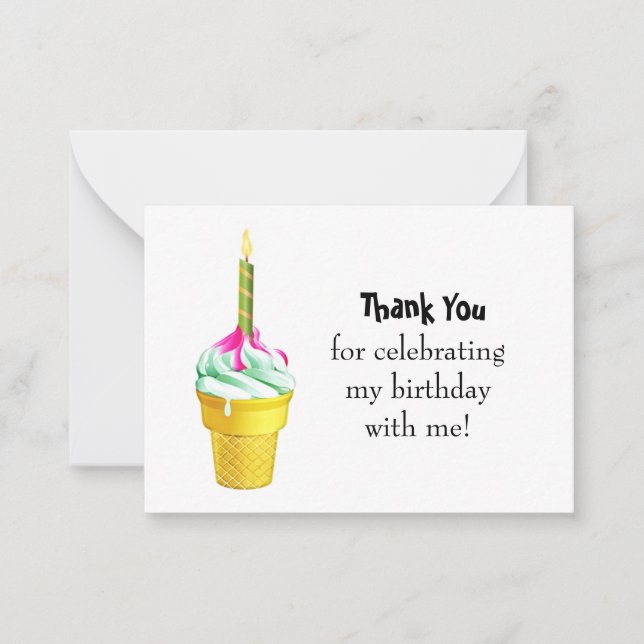 Tarjeta Pequeña Cartas de agradecimiento al Crema de hielo de cump (Anverso)