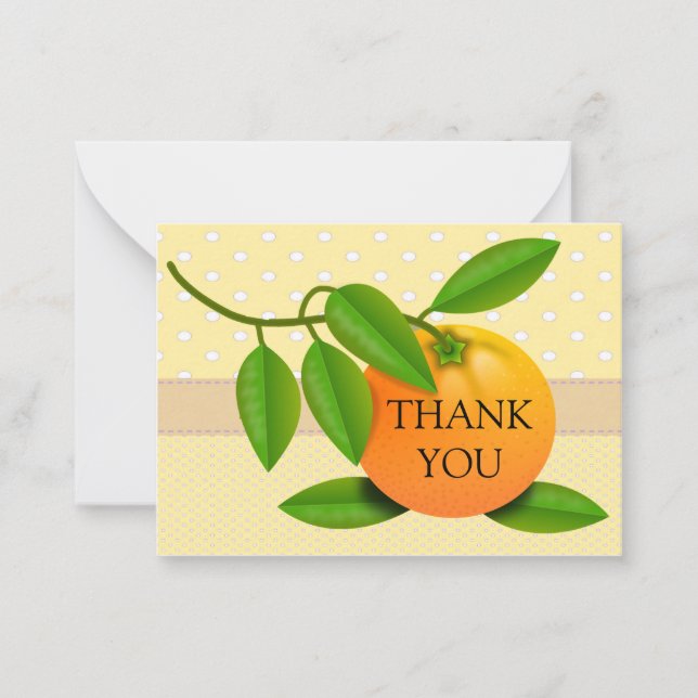 Tarjeta Pequeña Cartas de agradecimiento al Punto Polka naranja (Anverso)