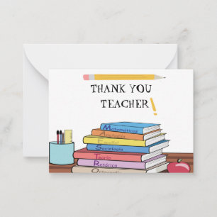 Tarjeta Pequeña Cartas De Agradecimiento De Libros Y Lápiz
