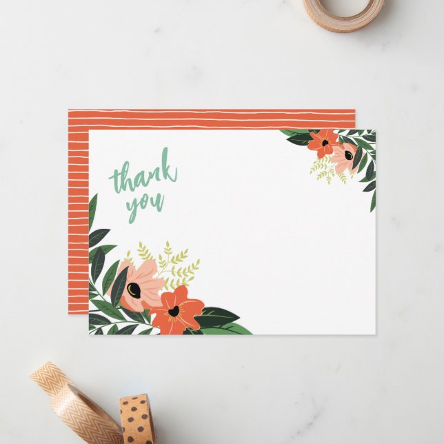 Tarjeta Pequeña Cartas de agradecimiento por flores tropicales (Anverso/Reverso In Situ)