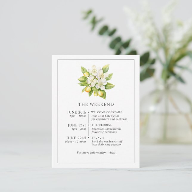 Tarjeta Pequeña Cartas de cierre de la línea de tiempo del Boda fl (Anverso de pie)