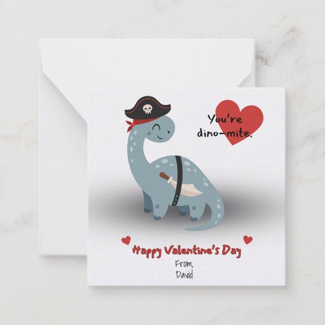 Tarjeta Pequeña Cartas de El día de San Valentín de dinosaurios pi (Anverso)