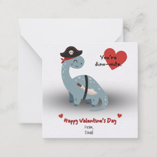 Tarjeta Pequeña Cartas de El día de San Valentín de dinosaurios pi