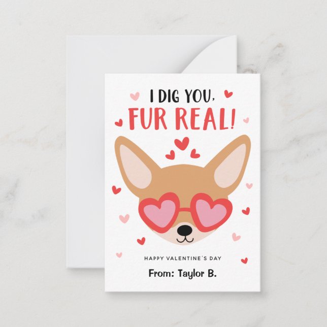 Tarjeta Pequeña Cartas de El día de San Valentín de perro de Chihu (Anverso)