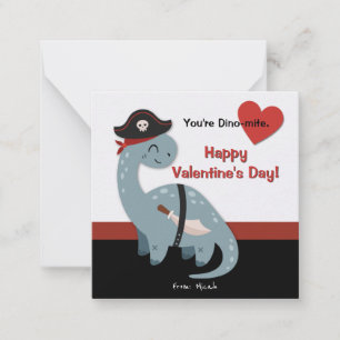 Tarjeta Pequeña Cartas de El día de San Valentín piratas de dinosa