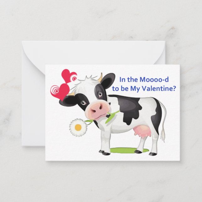 Tarjeta Pequeña Cartas de San Valentín de vacas florales a entrega (Anverso)