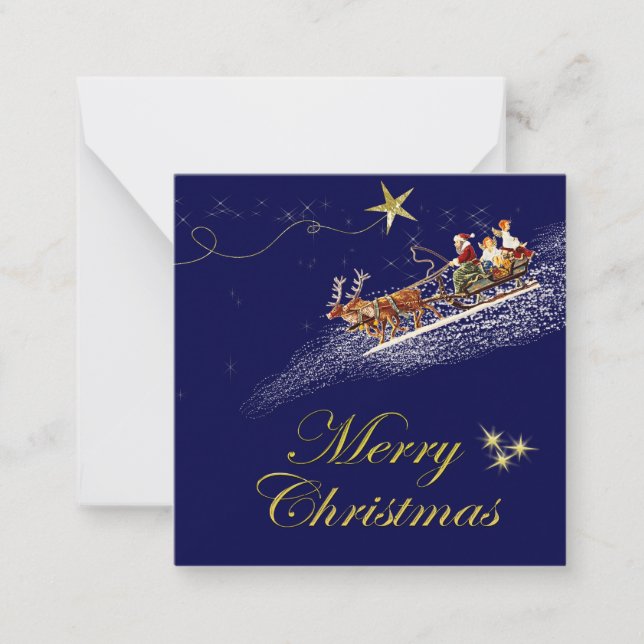 Tarjeta Pequeña Carte de voeux mini noël merry christmas père noel (Anverso)
