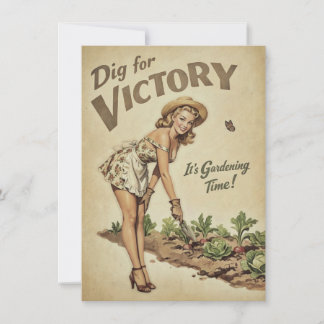 Tarjeta Pequeña Cartel Antiguo de Jardinería 'Cava para la Victori