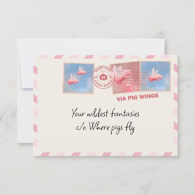 Tarjeta Pequeña Cartel de cerdo volador (Anverso)