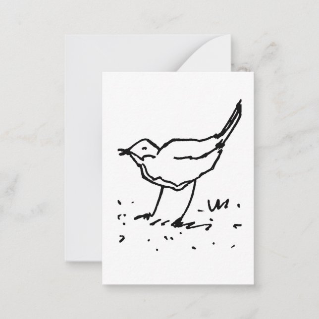 Tarjeta Pequeña Cartoon Bird Pen Art Drawing (Anverso)