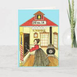 Tarjeta Pequeña casa de estudios roja reproducción muñeca 