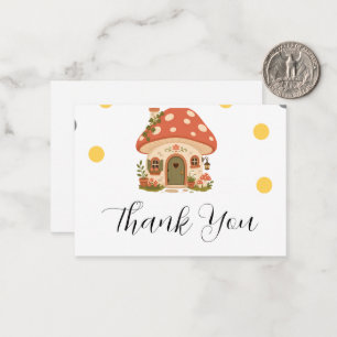 Tarjeta Pequeña Casa de Hongos Caprichosa Gracias