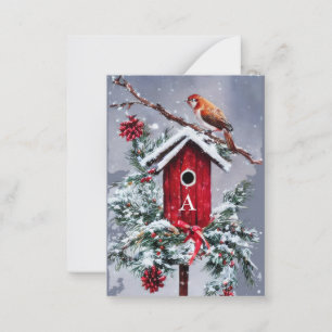 Tarjeta Pequeña Casa de pájaro de Navidad presupuesto inicial mini