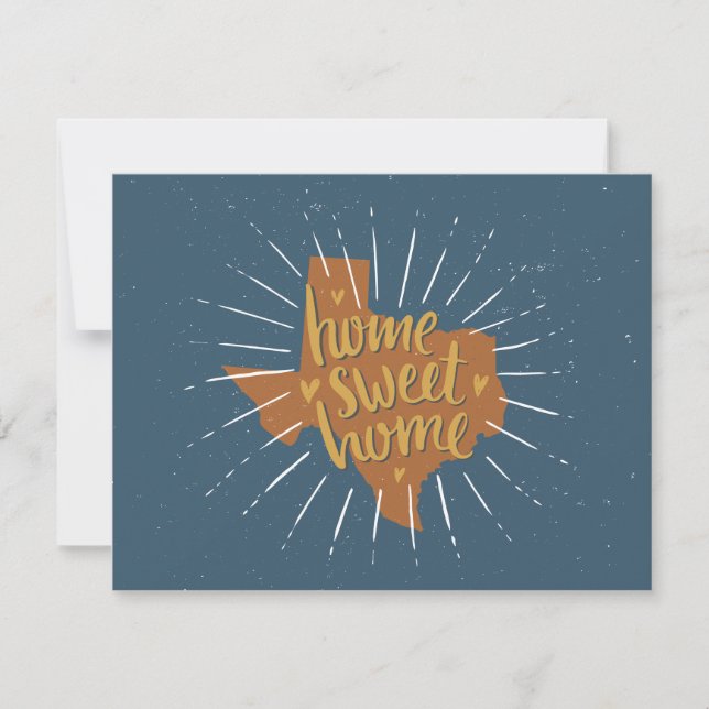 Tarjeta Pequeña Casa dulce Blue Naranja Gold - Texas (Anverso)