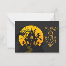 Tarjeta Pequeña Casa embrujada de bruja espantosa Halloween salón 