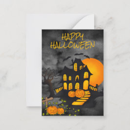 Tarjeta Pequeña Casa embrujada espeluznante Halloween salón de cla