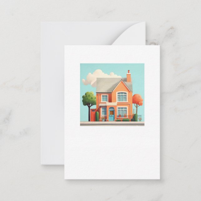 Tarjeta Pequeña Casa, hogar moderno (Anverso)