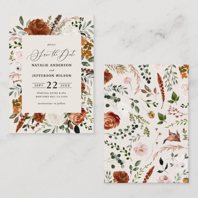 Tarjeta Pequeña casamiento moderno rústico y elegante con presupue (Anverso / Reverso)