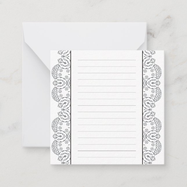 Tarjeta Pequeña Casas blancas y negras bordean con líneas (Anverso)