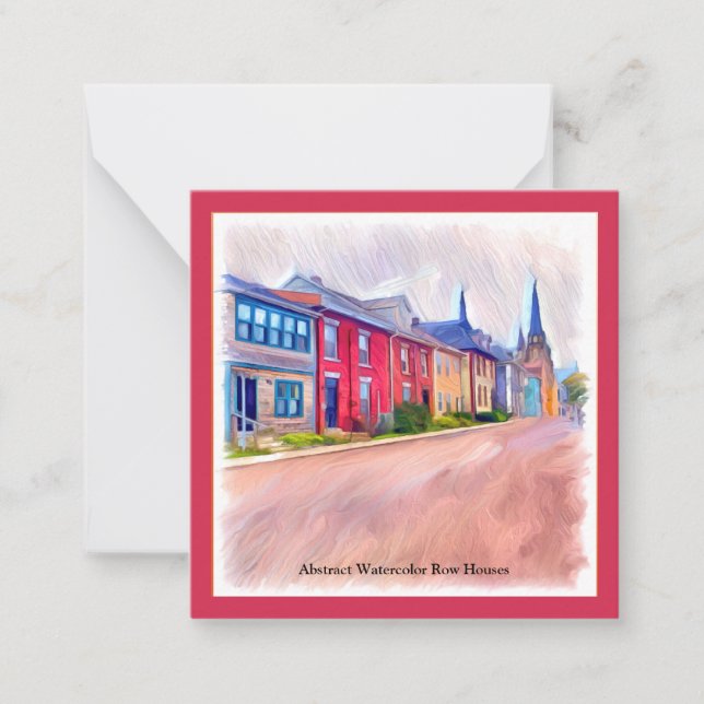 Tarjeta Pequeña Casas de fila de acuarela abstractas (Anverso)