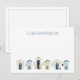 Tarjeta Pequeña Casas de playa costeras de color acuático personal