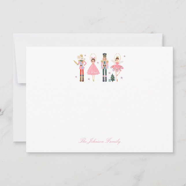 Tarjeta Pequeña Cascanueces Rosa de Navidad Adorable (Anverso)