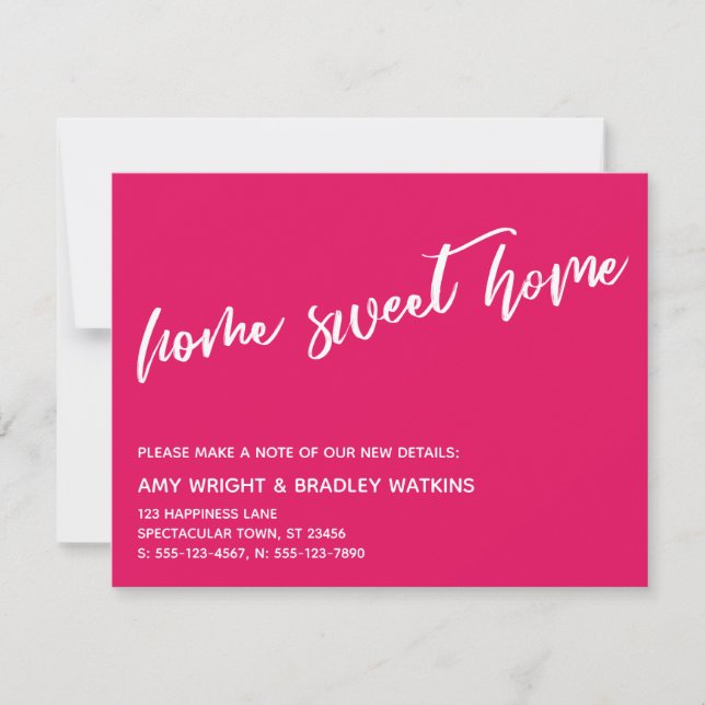 Tarjeta Pequeña Casual Home Sweet Home New Address Raspberry Card (Anverso)
