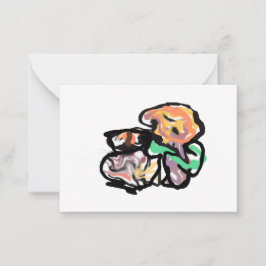 Tarjeta Pequeña Cat and flowers  fun