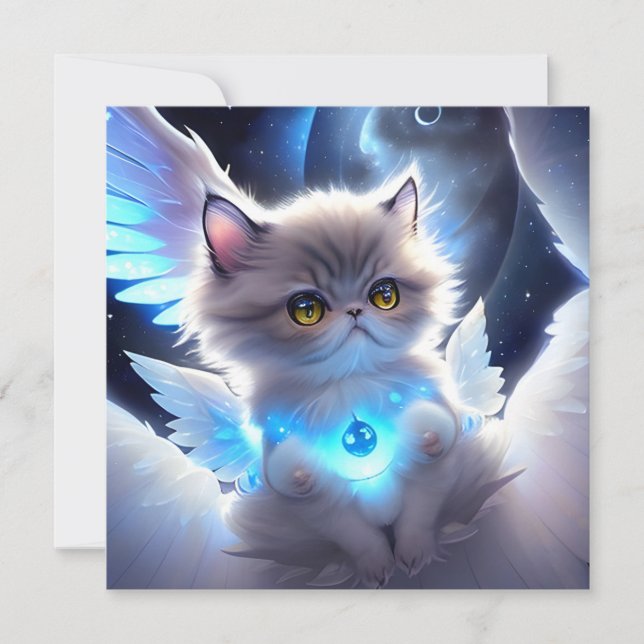 Tarjeta Pequeña Cat Angel Fantasy (Anverso)