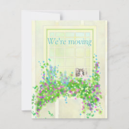 Tarjeta Pequeña Cat In the Window New Address Flat Note Card