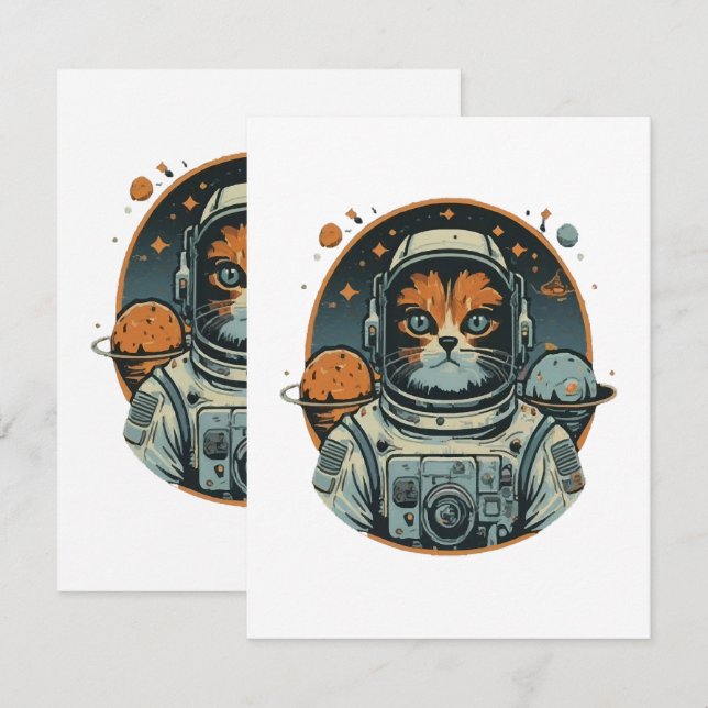 Tarjeta Pequeña Cata-astronauta en Asteroides (Anverso / Reverso)